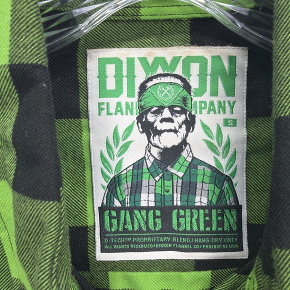 Dixxon Flannel Shirt Women Small Green Black Buffalo Plaid Gang Green D Tech - Picture 5 of 9